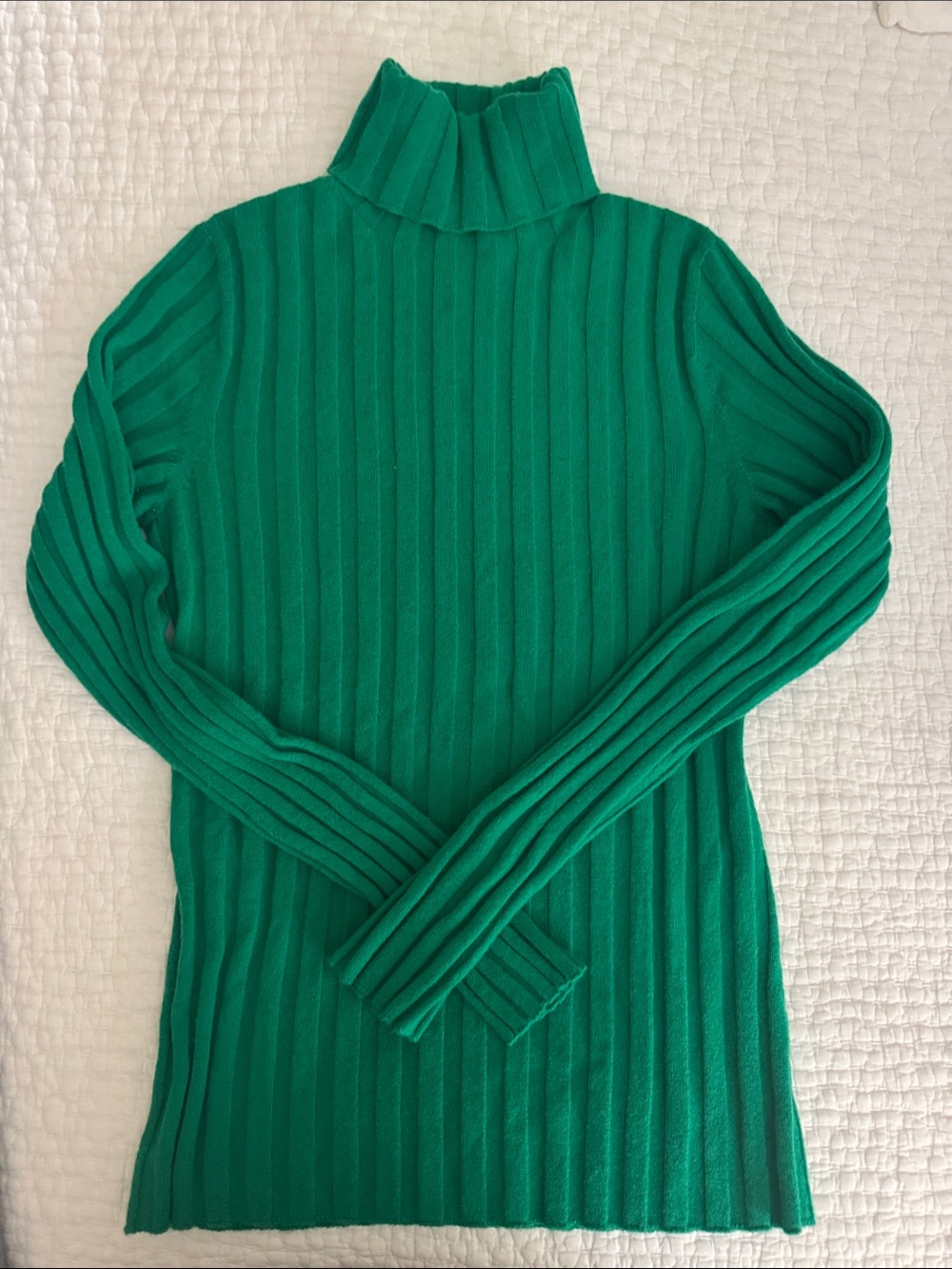 Milly Emerald Green Ribbed Turtleneck Sweater